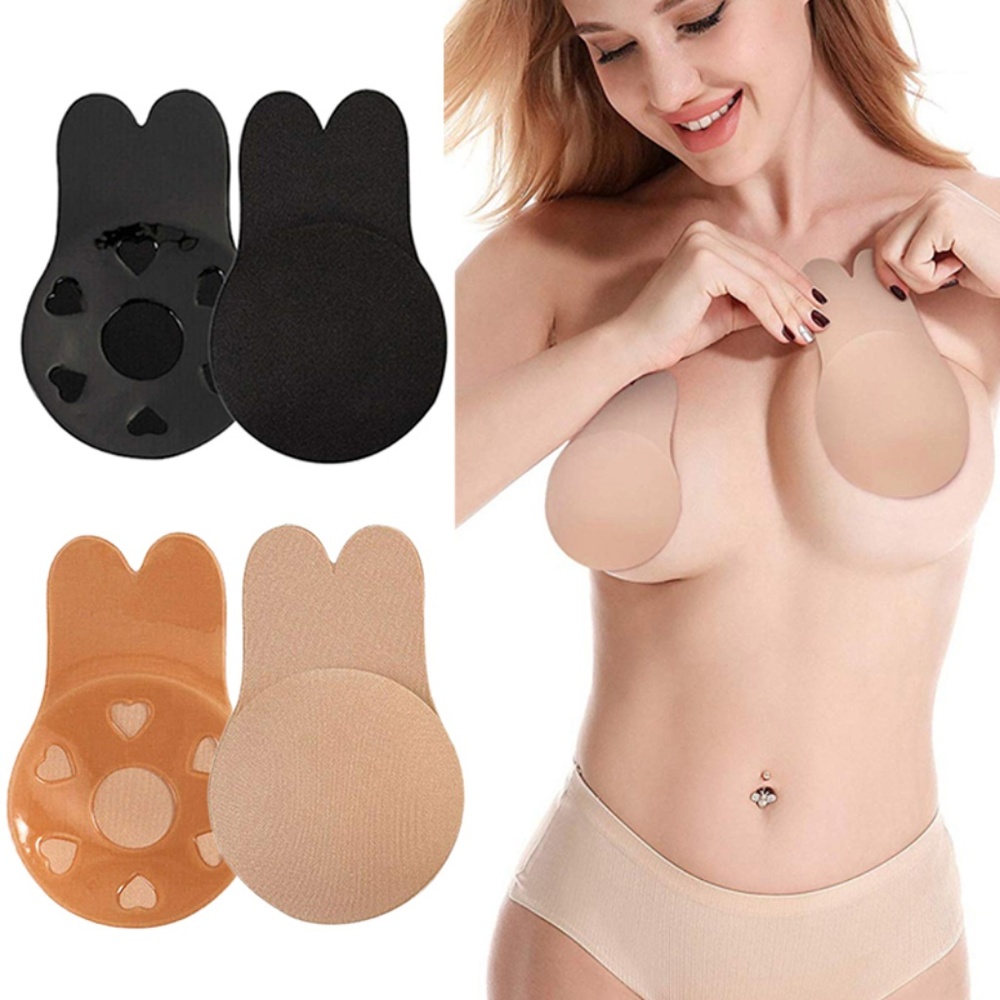 2-Pairs Women's Invisible Lifting Bras Reusable Silicone Nipple Covers Backless